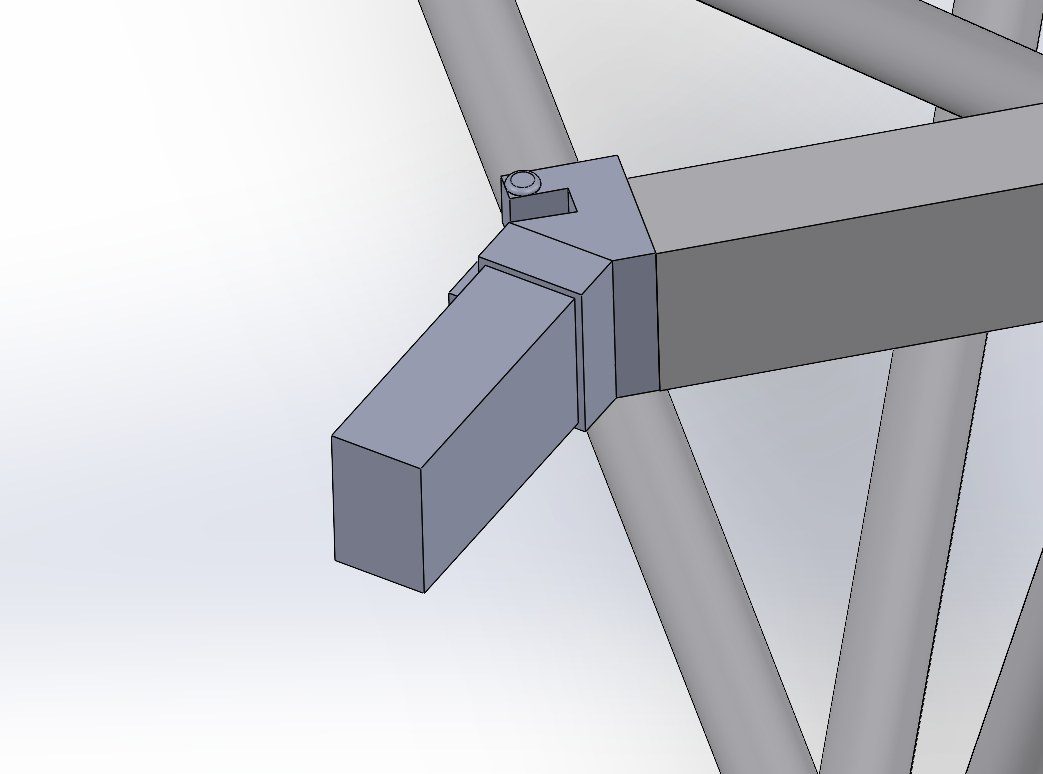 Rendered view of the folding arm joint