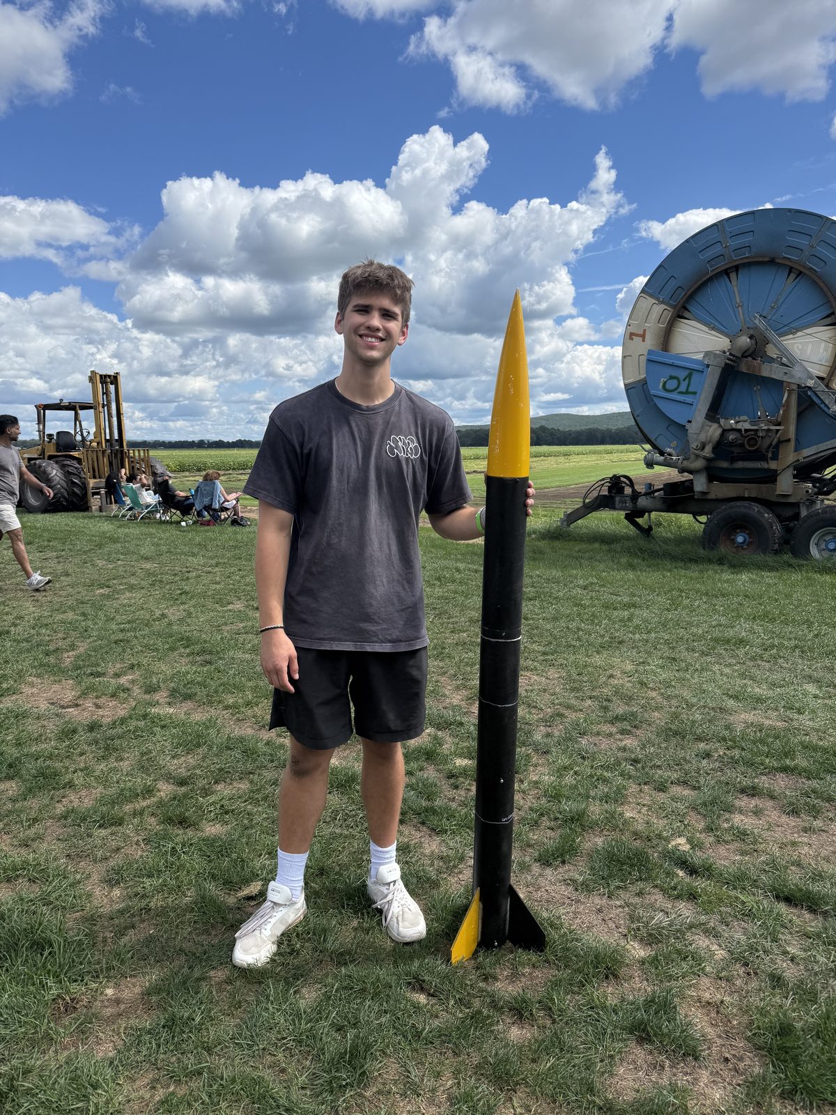 The finished LOC-IV X2 held upright at the launch field